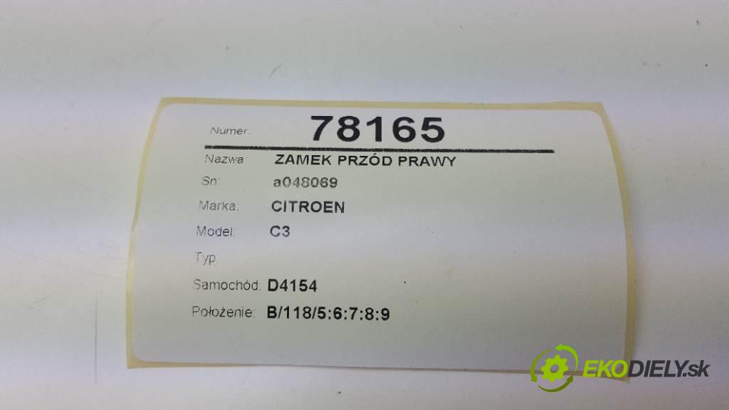 CITROEN C3  2013 50kW   999 zámok přední část pravý a048069