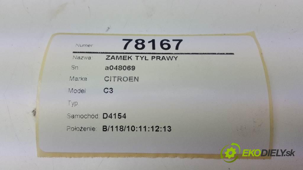CITROEN C3  2013 50kW   999 zámok zadní část pravý a048069