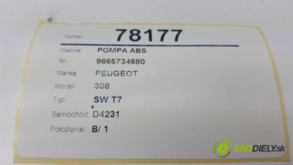 PEUGEOT 308 SW T7 2008 66,20 kw SW T7 1560 Pumpa ABS 9665734680 (Pumpy ABS)