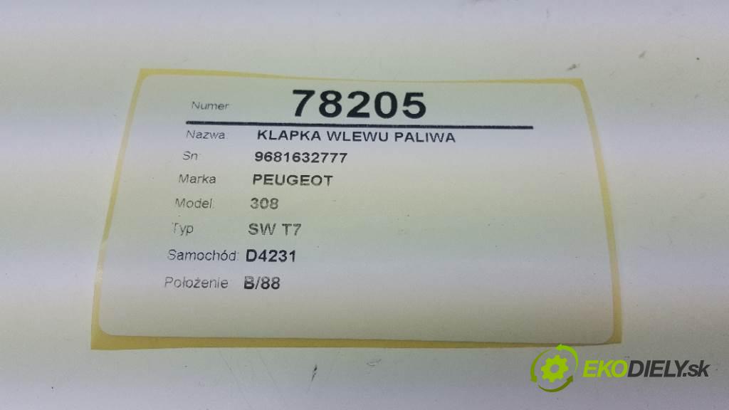 PEUGEOT 308 SW T7 2008 66,20 kw SW T7 1560 Dvierka nádrže paliva 9681632777 (Ostatné)