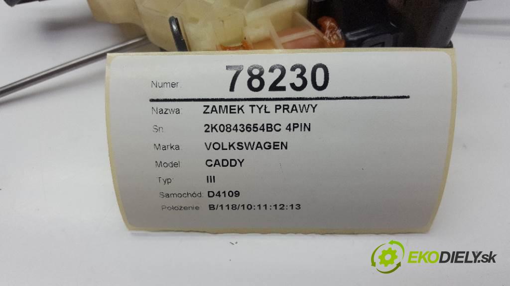 VOLKSWAGEN CADDY III 2014 103 kW III 1968 zámok zadní část pravý 2K0843654BC 4PIN