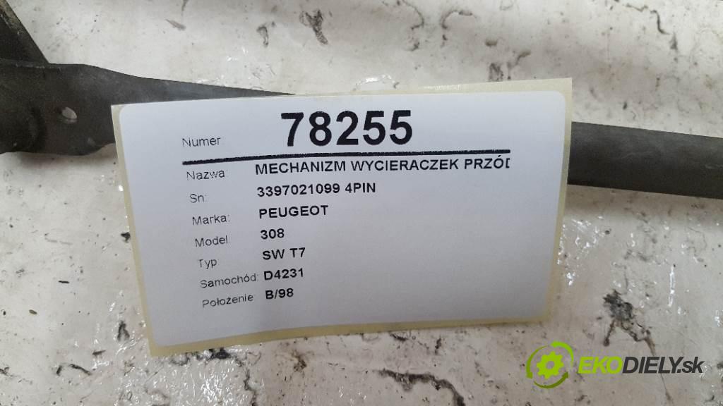 PEUGEOT 308 SW T7 2008 66,20 kw SW T7 1560 Mechanizmus stieračov predný 3397021099 4PIN (Motorčeky stieračov predné)