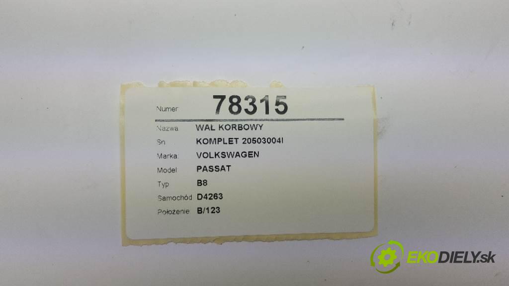 VOLKSWAGEN PASSAT  2015 110kW B8 1968 Kardaň, hriadeľ KLIKA: KOMPLET 20503004l (Ostatné)