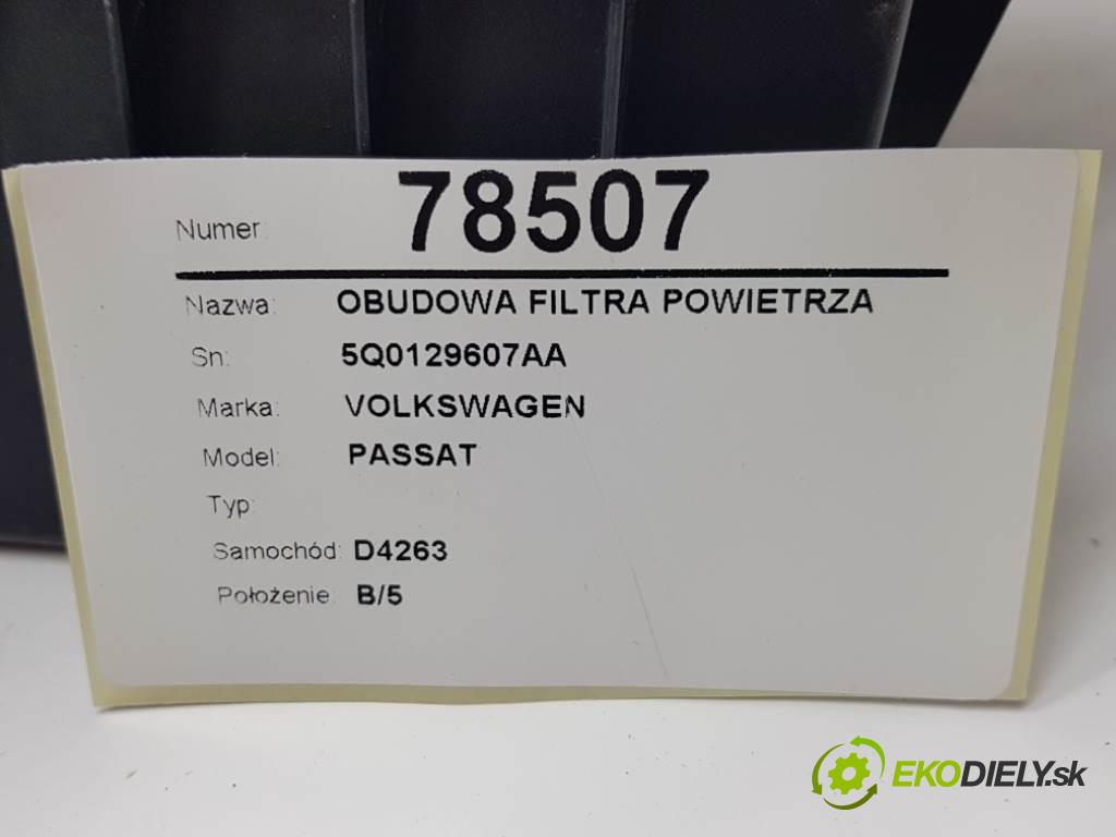 VOLKSWAGEN PASSAT  2015 110kW B8 1968 obal filtra vzduchu 5Q0129607AA (Kryty filtrů)