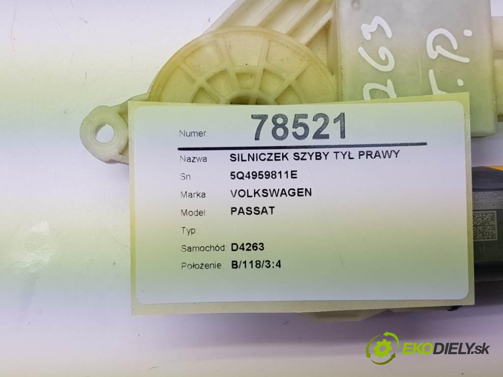 VOLKSWAGEN PASSAT  2015 110kW B8 1968 motorek okna zadní část pravý 5Q4959811E