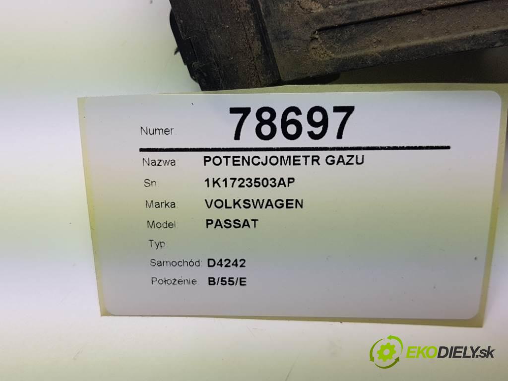 VOLKSWAGEN PASSAT  2013 130kW B7 1968 Potenciometer plynového pedálu 1K1723503AP (Pedále)