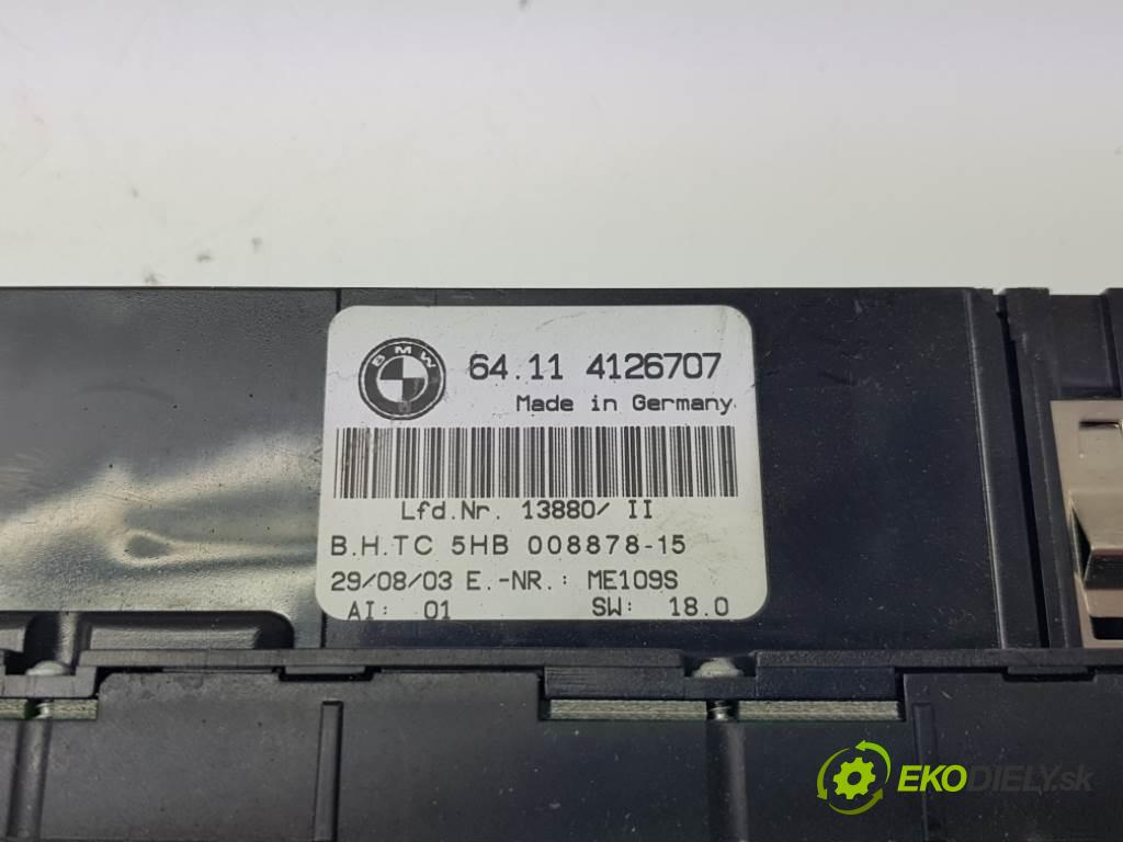 BMW E46  2003 85kW     1796 Panel ovládania kúrenia 64114126707 (Prepínače, spínače, tlačidlá a ovládače kúrenia)