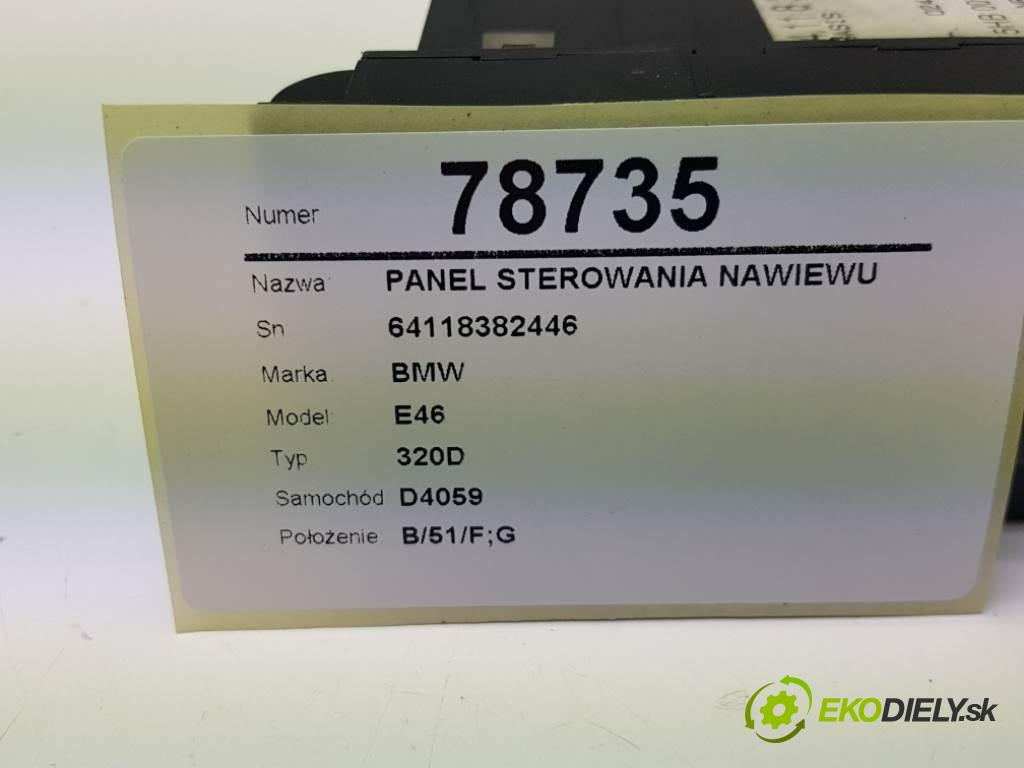 BMW E46 320D 1999 136 kW 320D 1950 Panel ovládania kúrenia 64118382446 (Prepínače, spínače, tlačidlá a ovládače kúrenia)