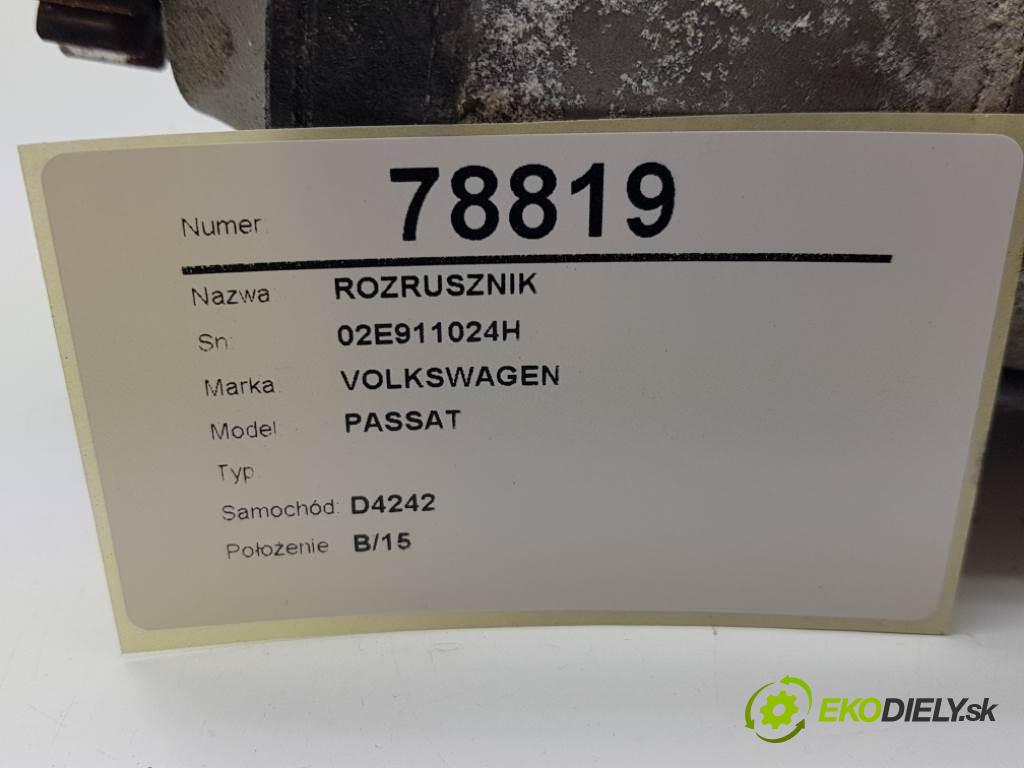 VOLKSWAGEN PASSAT  2013 130kW B7 1968 Štartér 02E911024H (Štartéry)