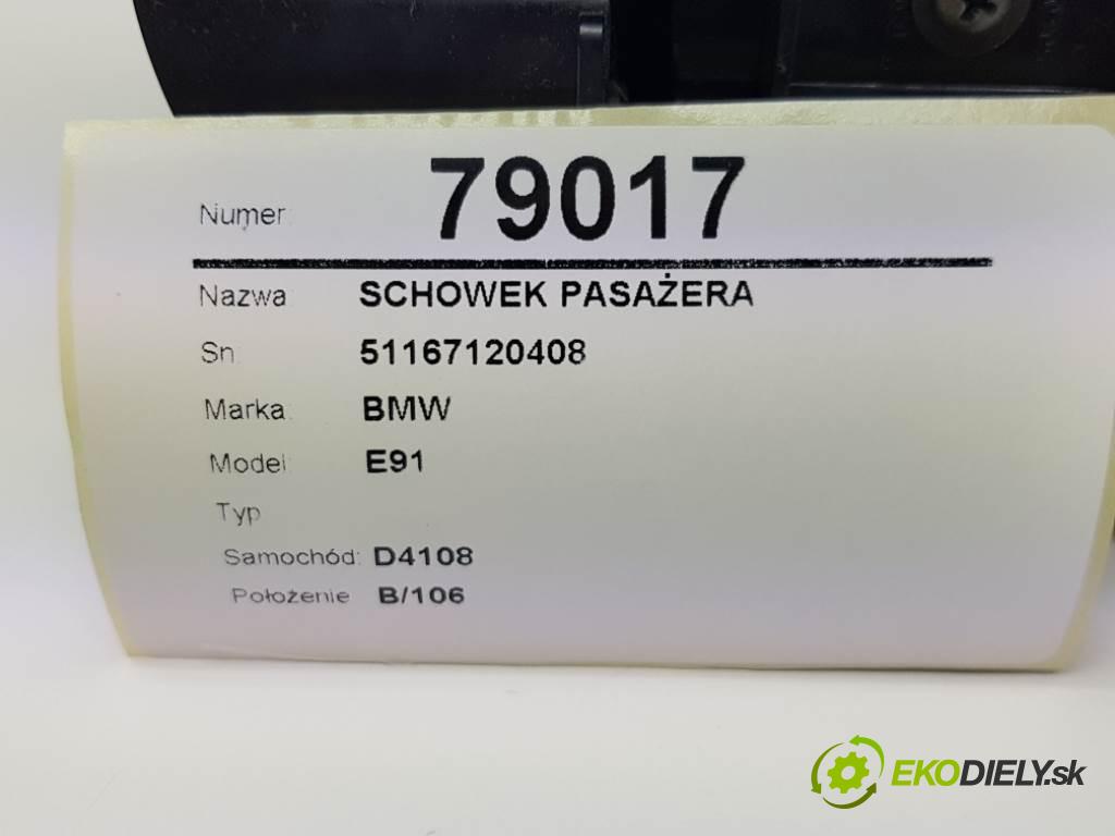 BMW E91  2005 120kW   1995 přihrádka kastlík spolujezdce 51167120408 (Přihrádky, kastlíky)