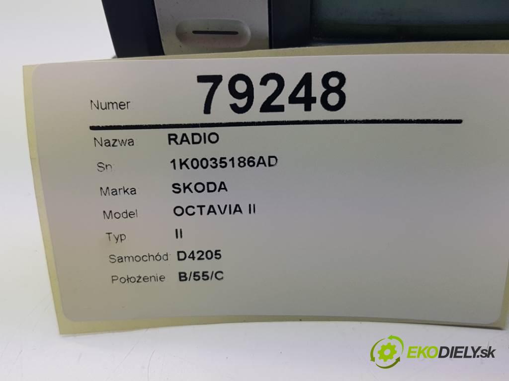 SKODA OCTAVIA II II 2007 77kw II 1896 RADIO 1K0035186AD (Audio zariadenia)