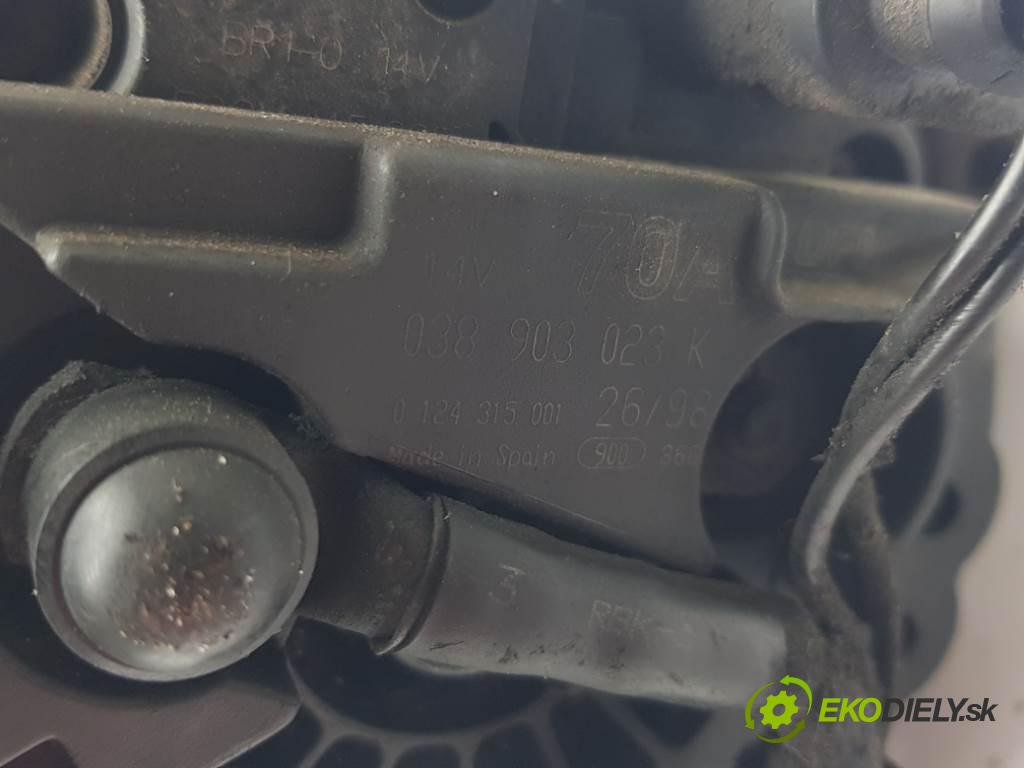 VOLKSWAGEN GOLF IV 1998 50kW IV 1896 Alternátor 038903023K (Alternátory)