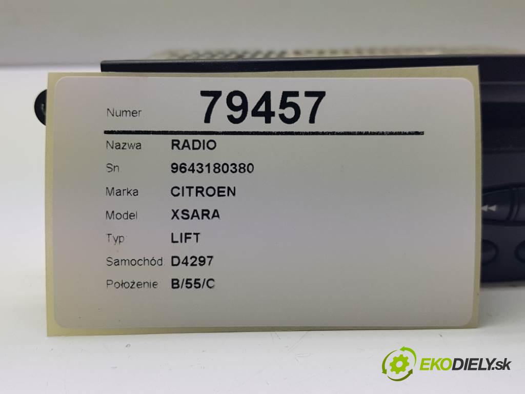 CITROEN XSARA LIFT 2002 80kw LIFT 1586 RADIO 9643180380 (Audio zariadenia)