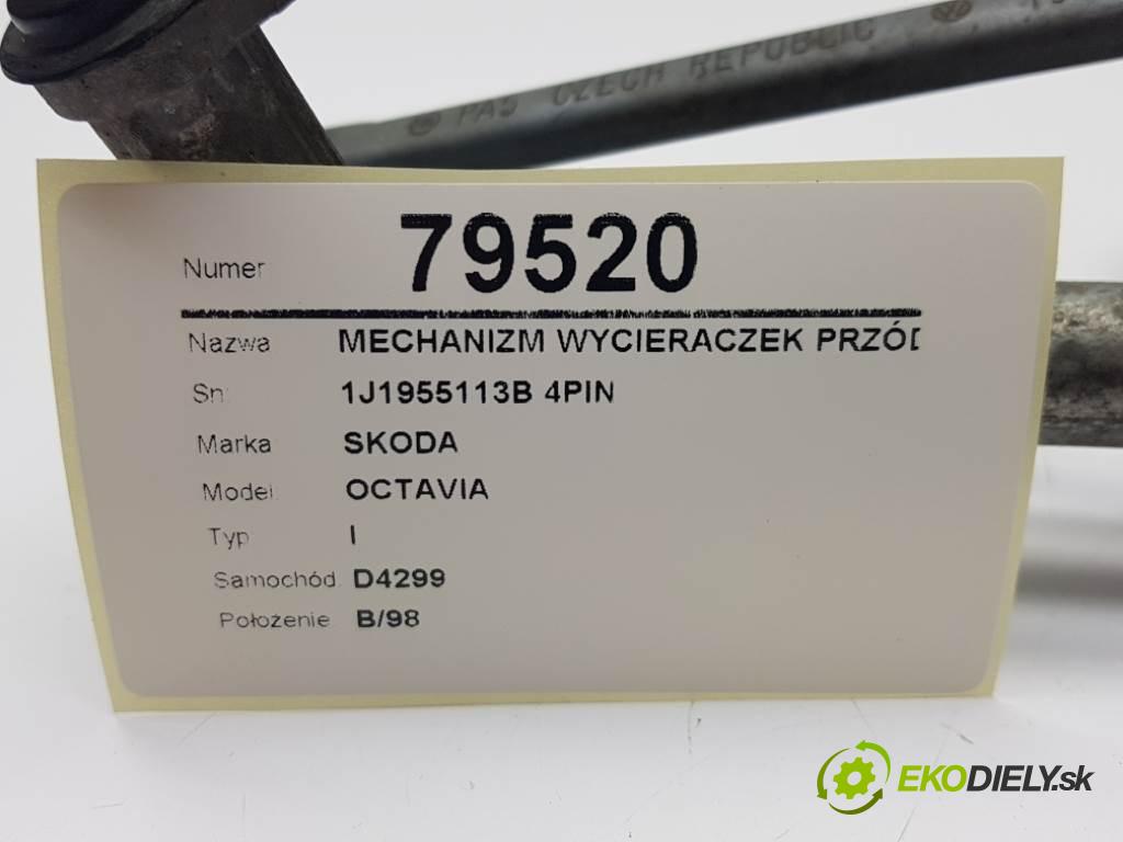 SKODA OCTAVIA I 2000 85kW I 1984 Mechanizmus stieračov predný 1J1955113B 4PIN (Motorčeky stieračov predné)