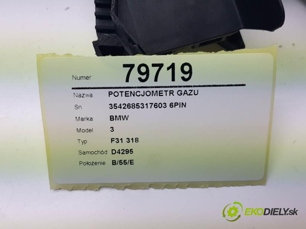 BMW 3 F31 318 2013 105kW F31 318 1995 Potenciometer plynového pedálu 3542685317603 6PIN (Pedále)