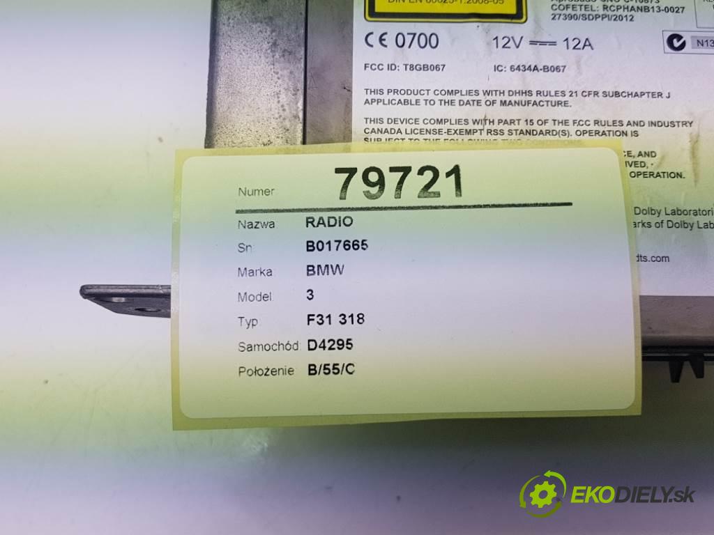 BMW 3 F31 318 2013 105kW F31 318 1995 RADIO B017665 (Audio zariadenia)