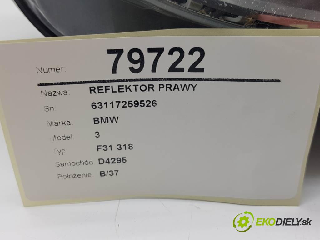 BMW 3 F31 318 2013 105kW F31 318 1995 Svetlomet pravy 63117259526 (Pravé)