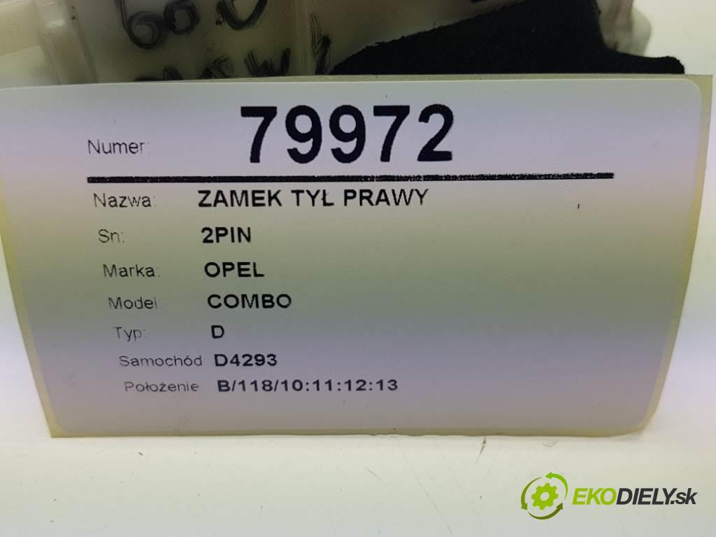 OPEL COMBO D 2016 70 kW D 1248 zámok zadní část pravý 2PIN