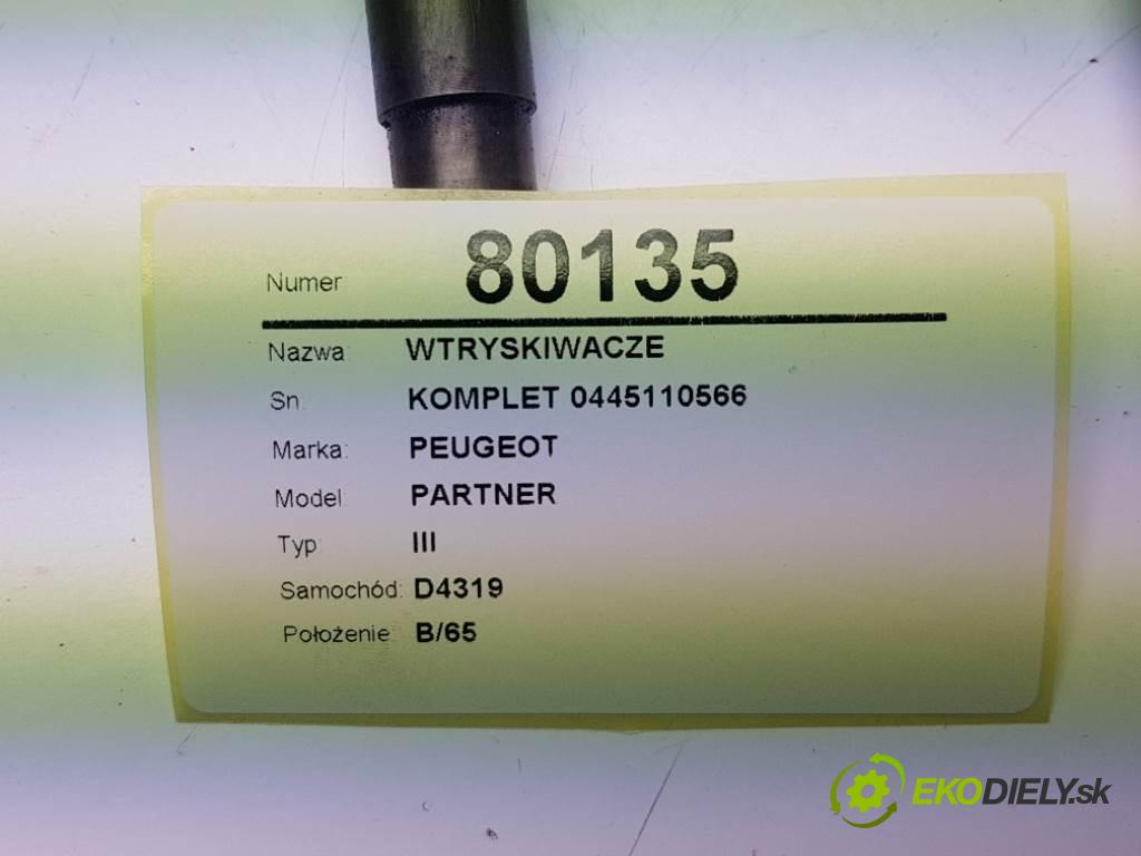PEUGEOT PARTNER III 2016 99 kW III 1560 vstřikovací ventily KOMPLET 0445110566