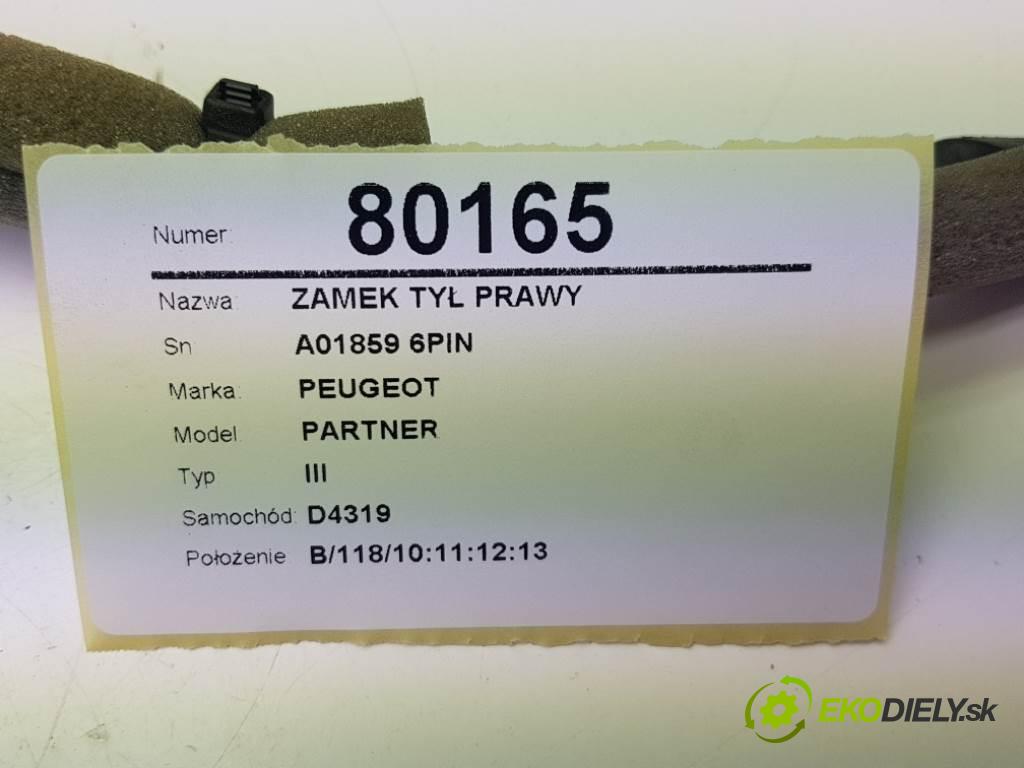 PEUGEOT PARTNER III 2016 99 kW III 1560 zámok zadní část pravý A01859 6PIN