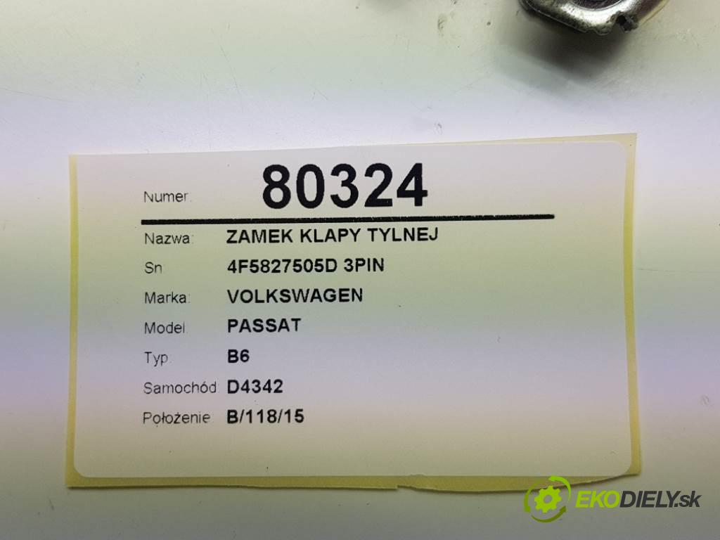 VOLKSWAGEN PASSAT B6 2006 77kW B6 1896 zámok dverí zad 4F5827505D 3PIN
