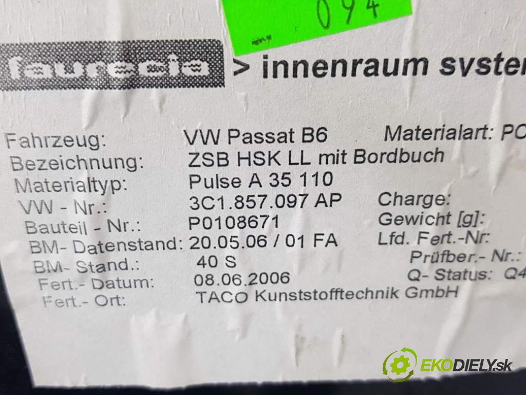 VOLKSWAGEN PASSAT B6 2006 77kW B6 1896 Priehradka, kastlík spolujazdca 3C1857097AP (Priehradky, kastlíky)
