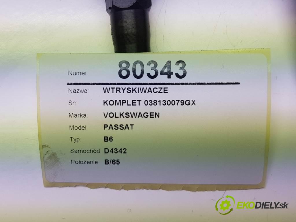 VOLKSWAGEN PASSAT B6 2006 77kW B6 1896 vstřikovací ventily KOMPLET 038130079GX