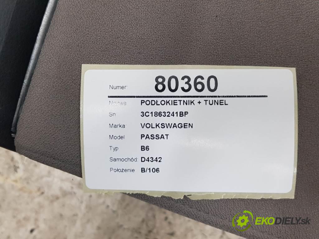 VOLKSWAGEN PASSAT B6 2006 77kW B6 1896 Lakťová opierka + Tunel 3C1863241BP