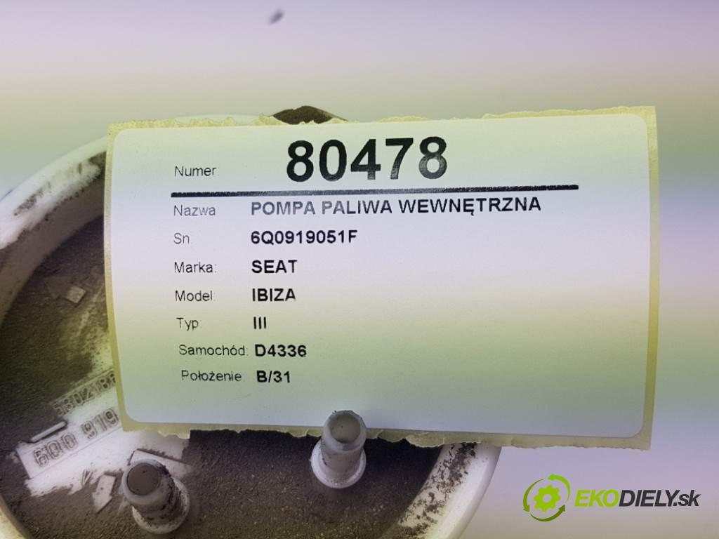 SEAT IBIZA III 2005 55kW III 1390 Pumpa paliva vnútorná 6Q0919051F (Palivové pumpy, čerpadlá, plaváky)