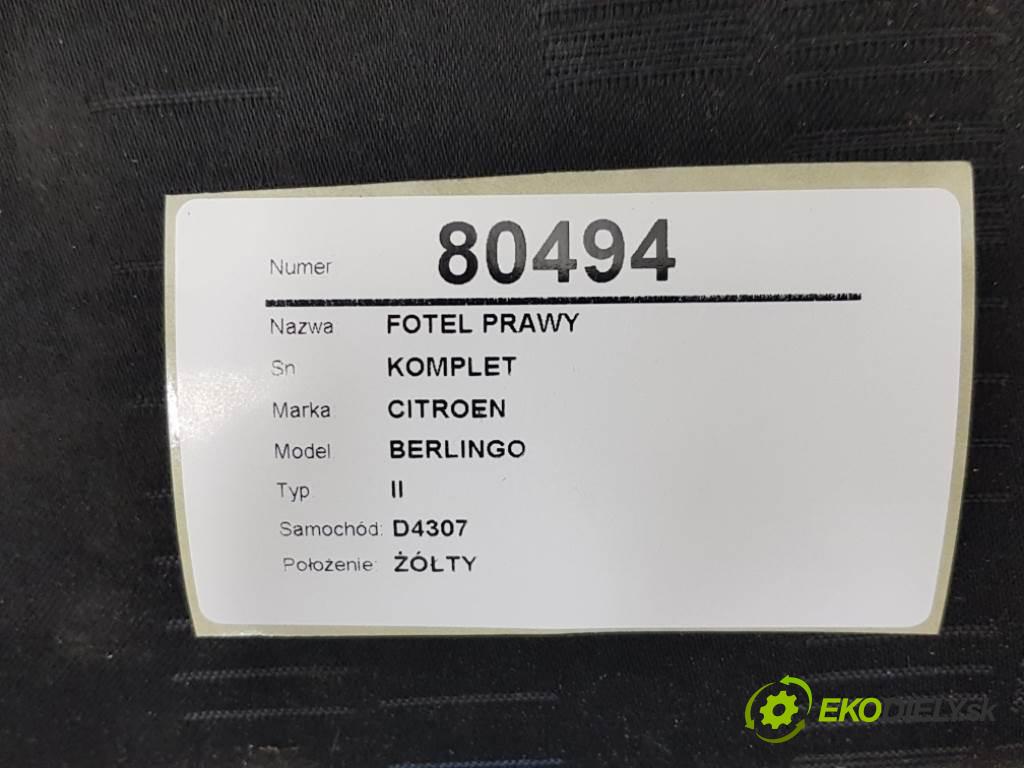 CITROEN BERLINGO II 2012 90 kW II 1560 Sedadlo pravy KOMPLET  (Sedačky, sedadlá)