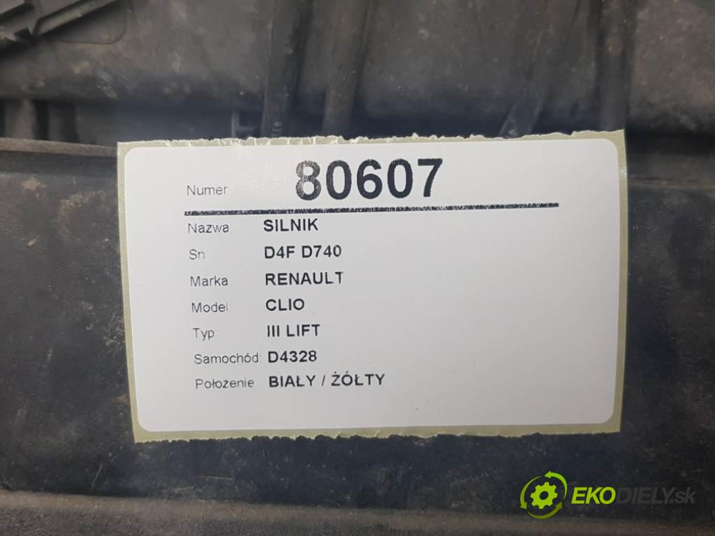 RENAULT CLIO III LIFT 2009 55kW III LIFT 1149 Motor D4F D740 (Motory (kompletné))