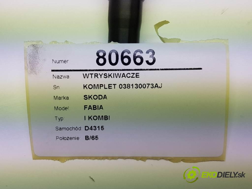 SKODA FABIA I KOMBI 2005 10 kW I KOMBI 1.9 TDI vstřikovací ventily KOMPLET 038130073AJ