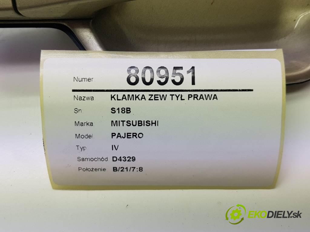 MITSUBISHI PAJERO IV 2007 125 kW IV 3200 Kľučka vonkajšia zad pravá S18B