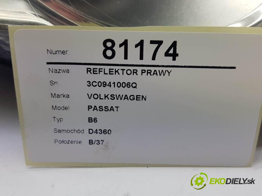 VOLKSWAGEN PASSAT B6 2006 77kW B6 1896 Svetlomet pravy 3C0941006Q (Pravé)