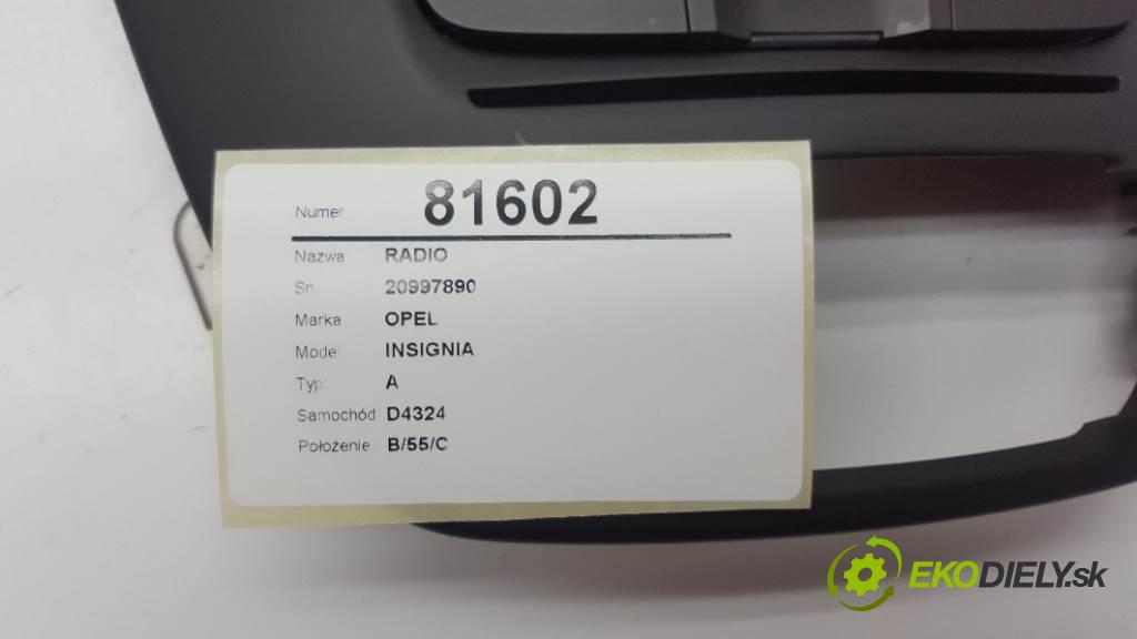 OPEL INSIGNIA A 2012 160 kW A 1956 RADIO 20997890 (Audio zariadenia)