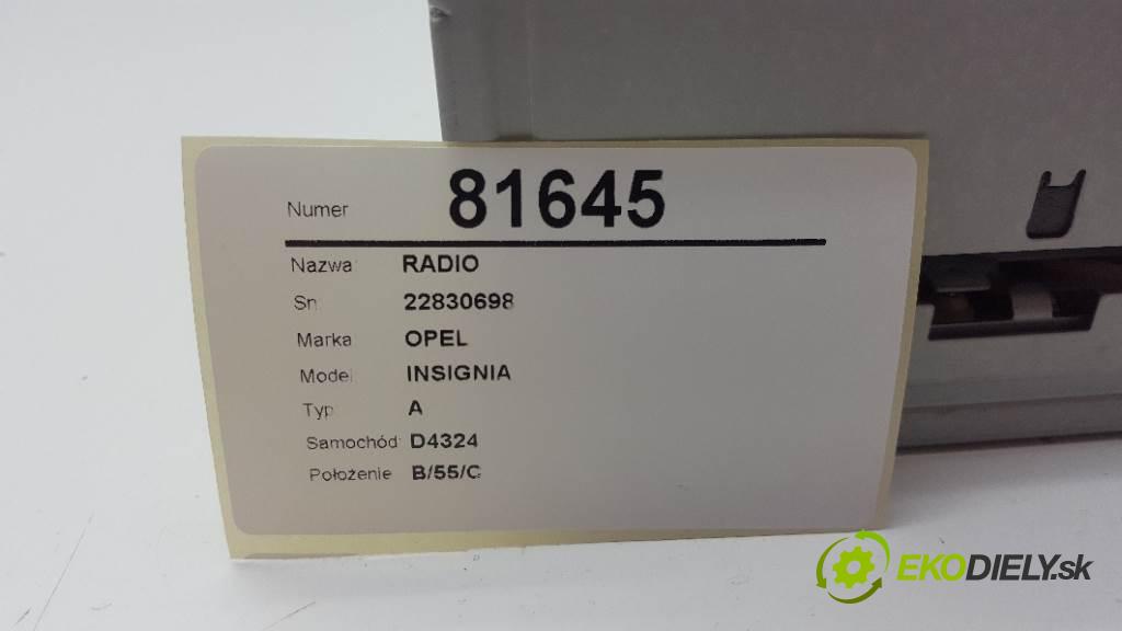OPEL INSIGNIA A 2012 160 kW A 1956 RADIO 22830698 (Audio zariadenia)