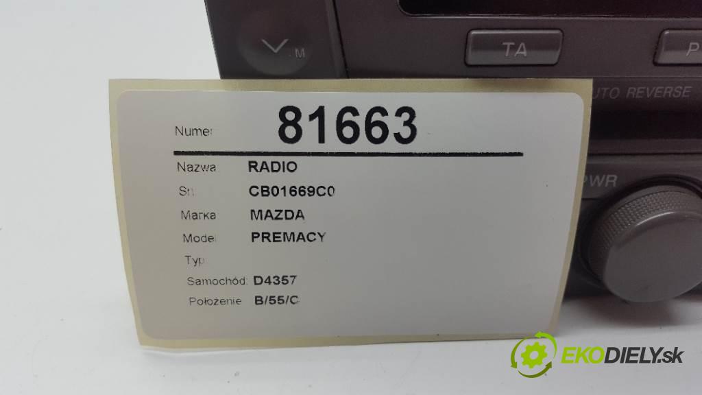 MAZDA PREMACY   2001 74kW   1840 RADIO CB01669C0 (Audio zariadenia)