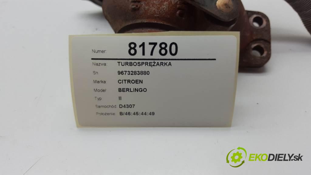 CITROEN BERLINGO II 2012 90 kW II 1560 Turbodúchadlo,turbo 9673283880 (Turbodúchadlá (kompletné))