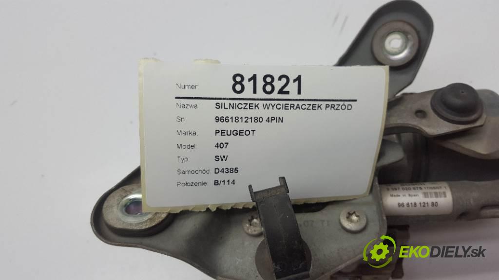 PEUGEOT 407 SW 2007 80kW SW 1560 Motorček stieračov predný 9661812180 4PIN (Motorčeky stieračov predné)
