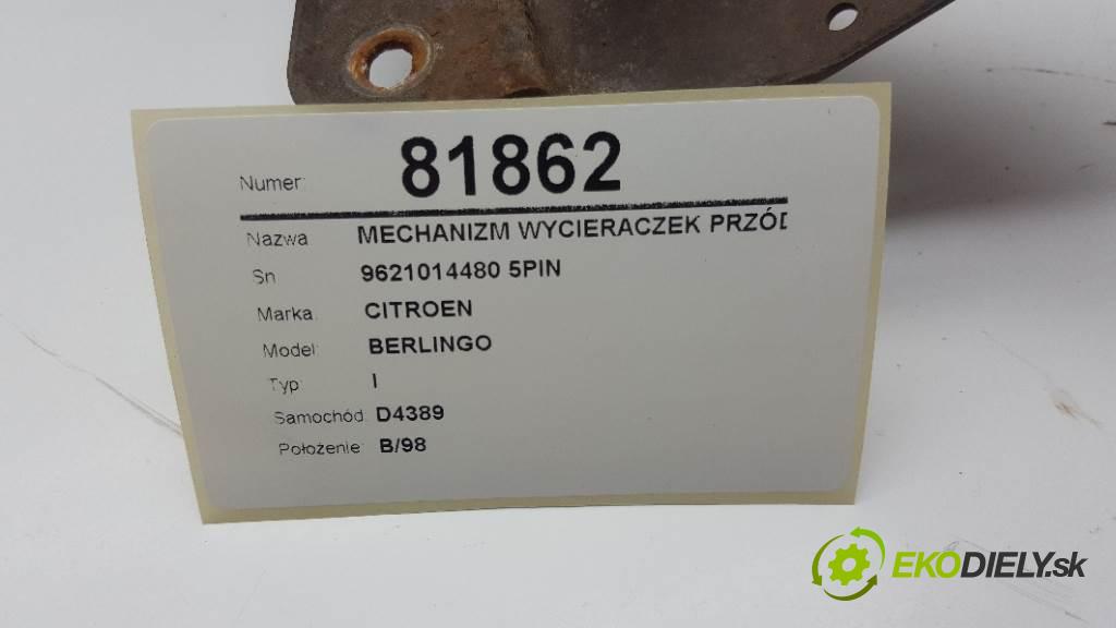 CITROEN BERLINGO I 1998 55kW I 1360 Mechanizmus stieračov predný 9621014480 5PIN (Motorčeky stieračov predné)