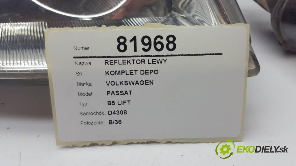 VOLKSWAGEN PASSAT B5 LIFT 2002 74KW B5 LIFT 1896 Svetlomet ľavy KOMPLET DEPO (Ostatné)