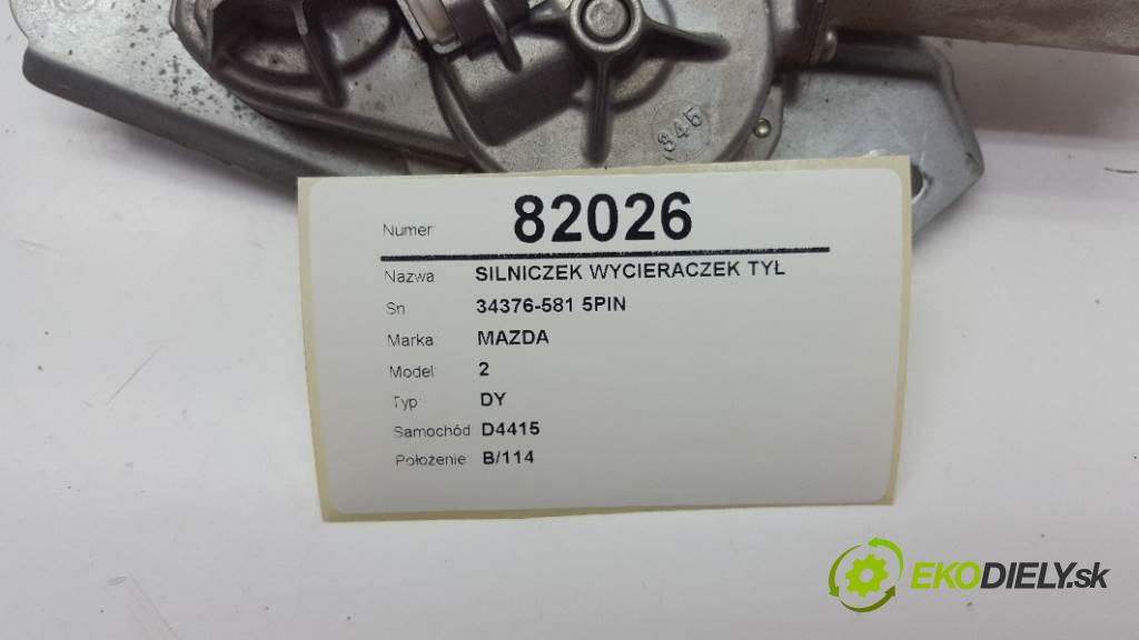 MAZDA 2 DY 2004 50kW DY 1399 motorek stěračů zadní část 34376-581 5PIN