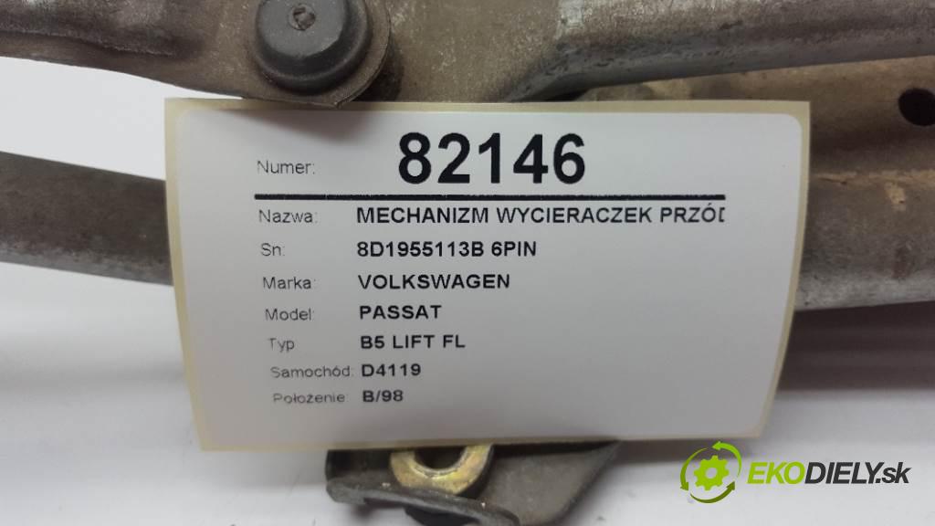 VOLKSWAGEN PASSAT B5 LIFT FL 2001 150 kW B5 LIFT FL 1781 Mechanizmus stieračov predný 8D1955113B 6PIN (Motorčeky stieračov predné)