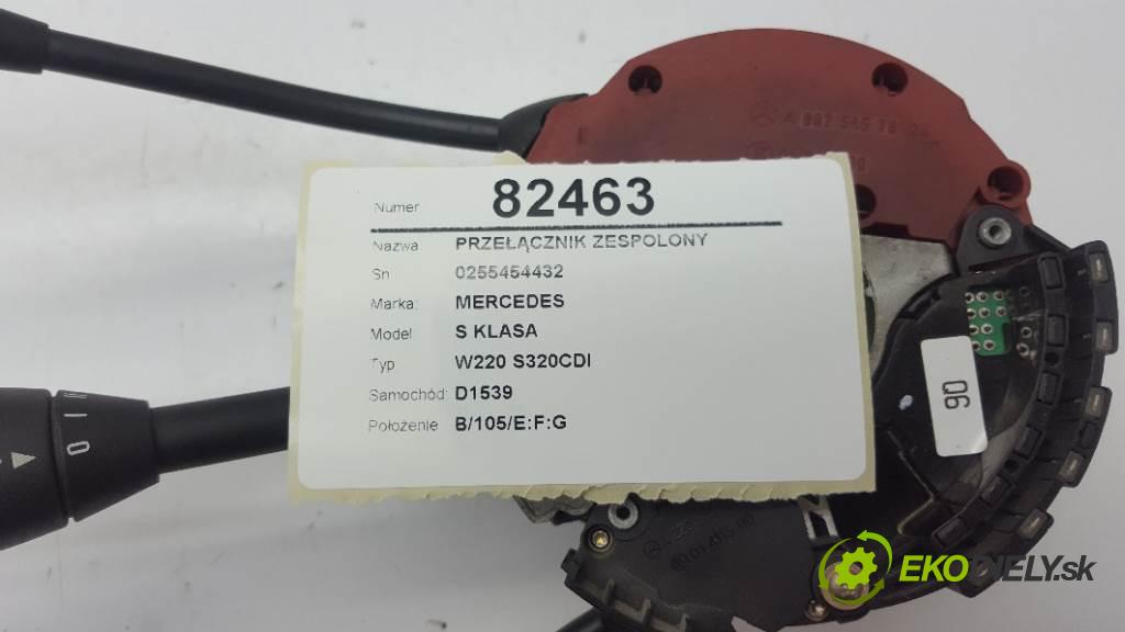 MERCEDES S KLASA W220 S320CDI 2001 197 kW W220 S320CDI 3222,00 Prepínač kombinovaný 0255454432 (Prepínače, spínače, tlačidlá a ovládače kúrenia)