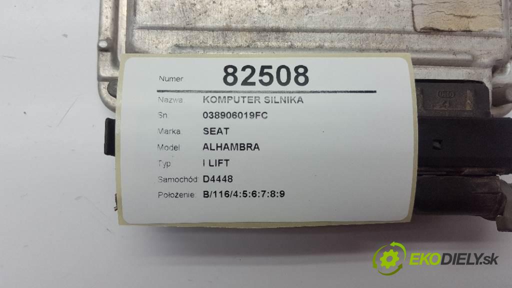 SEAT ALHAMBRA I LIFT 2001 85 KW I LIFT 1896 riadiaca jednotka Motor 038906019FC (Riadiace jednotky)