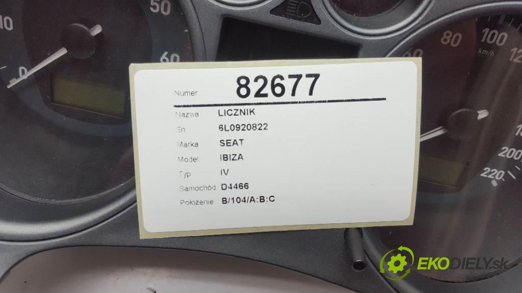 SEAT IBIZA IV 2006 75 kW IV 1390 Prístrojovka 6L0920822 (Prístrojové dosky, displeje)