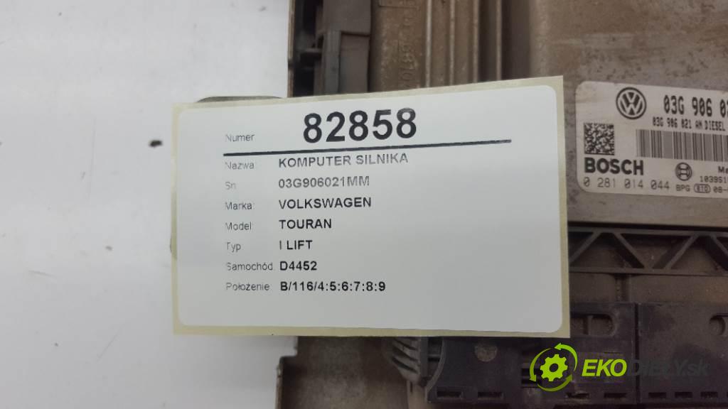 VOLKSWAGEN TOURAN I LIFT 2008 77KW I LIFT 1896 riadiaca jednotka Motor 03G906021MM (Riadiace jednotky)