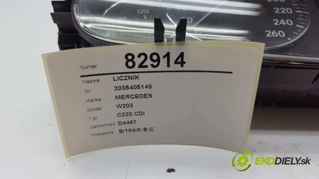 MERCEDES W203 C220 CDI 2006 150 kW C220 CDI 2148 Prístrojovka 2035405148 (Prístrojové dosky, displeje)