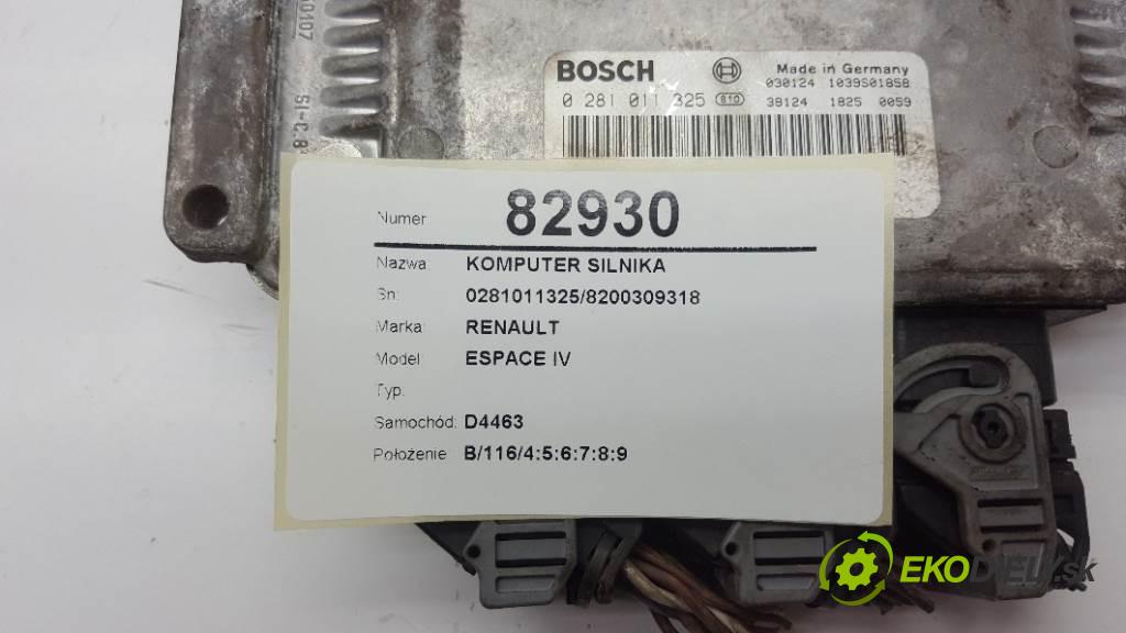 RENAULT ESPACE IV  2003 110 kW   2188 riadiaca jednotka Motor 0281011325/8200309318 (Riadiace jednotky)