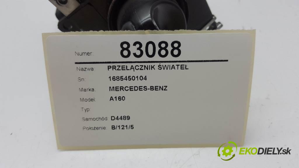 MERCEDES-BENZ A160  2002 55 kW    1689 Prepínač svetiel 1685450104 (Prepínače, spínače, tlačidlá a ovládače kúrenia)